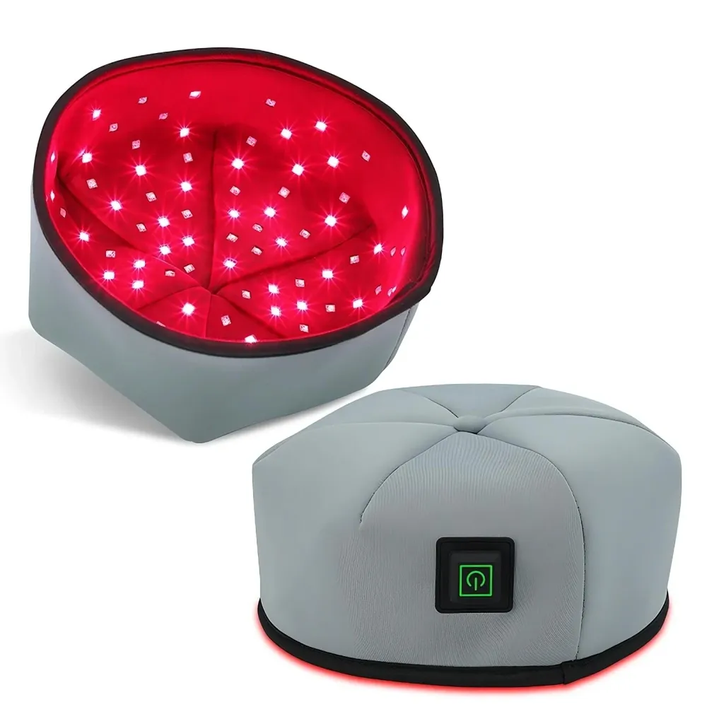 Ammattimainen punainen valohoitolakki hiusten kasvuun - 660nm & 830nm LED-infrapunahoito automaattisella ajastimella ja pu...